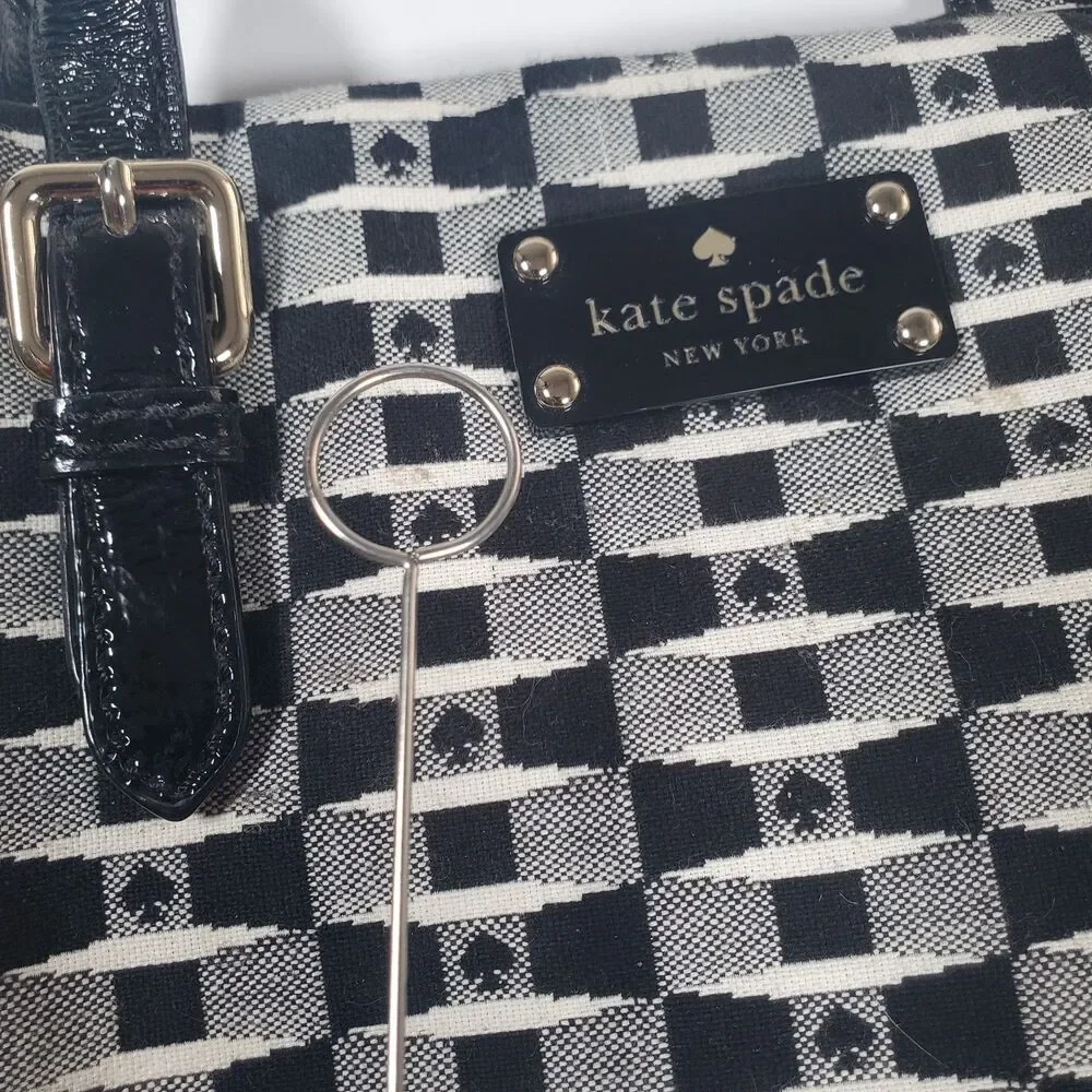 Kate Spade Women’s Bag Medium Black White Geometric Jacquard Handbag 9